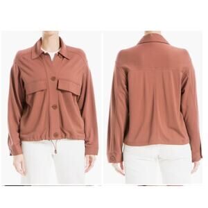 Max Studio NWT Ponte Pocket Drawstring Jacket Med Brown